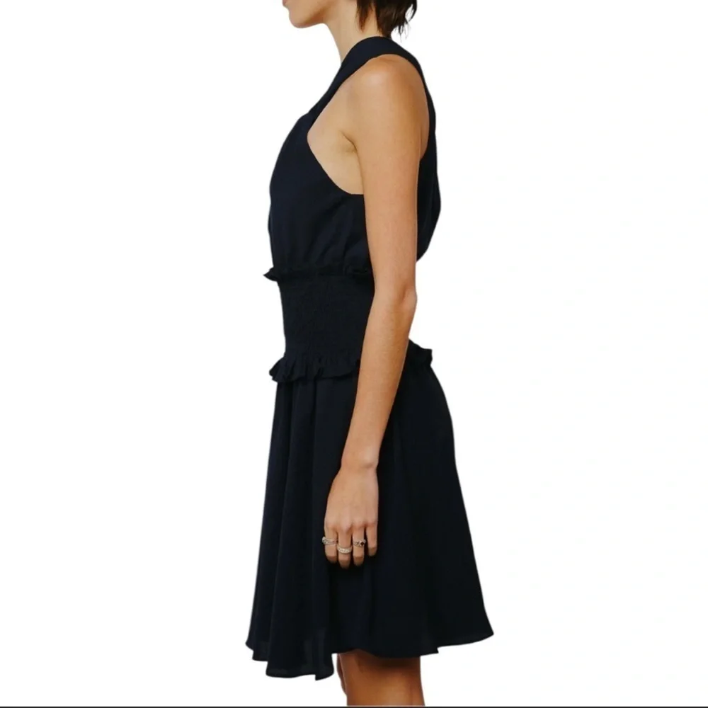 NWT Ciebon Bristol Halter Neck Smock Waist Navy Blue Minidress Sz Medium